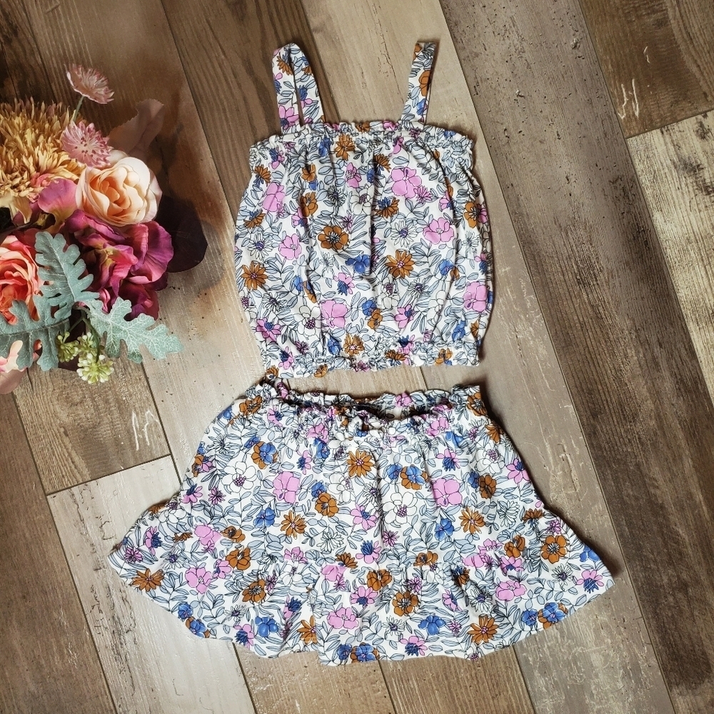 Carter's 2 Pc Matching Top and Skort Set Toddler Girl Size 2T White Floral NWOT